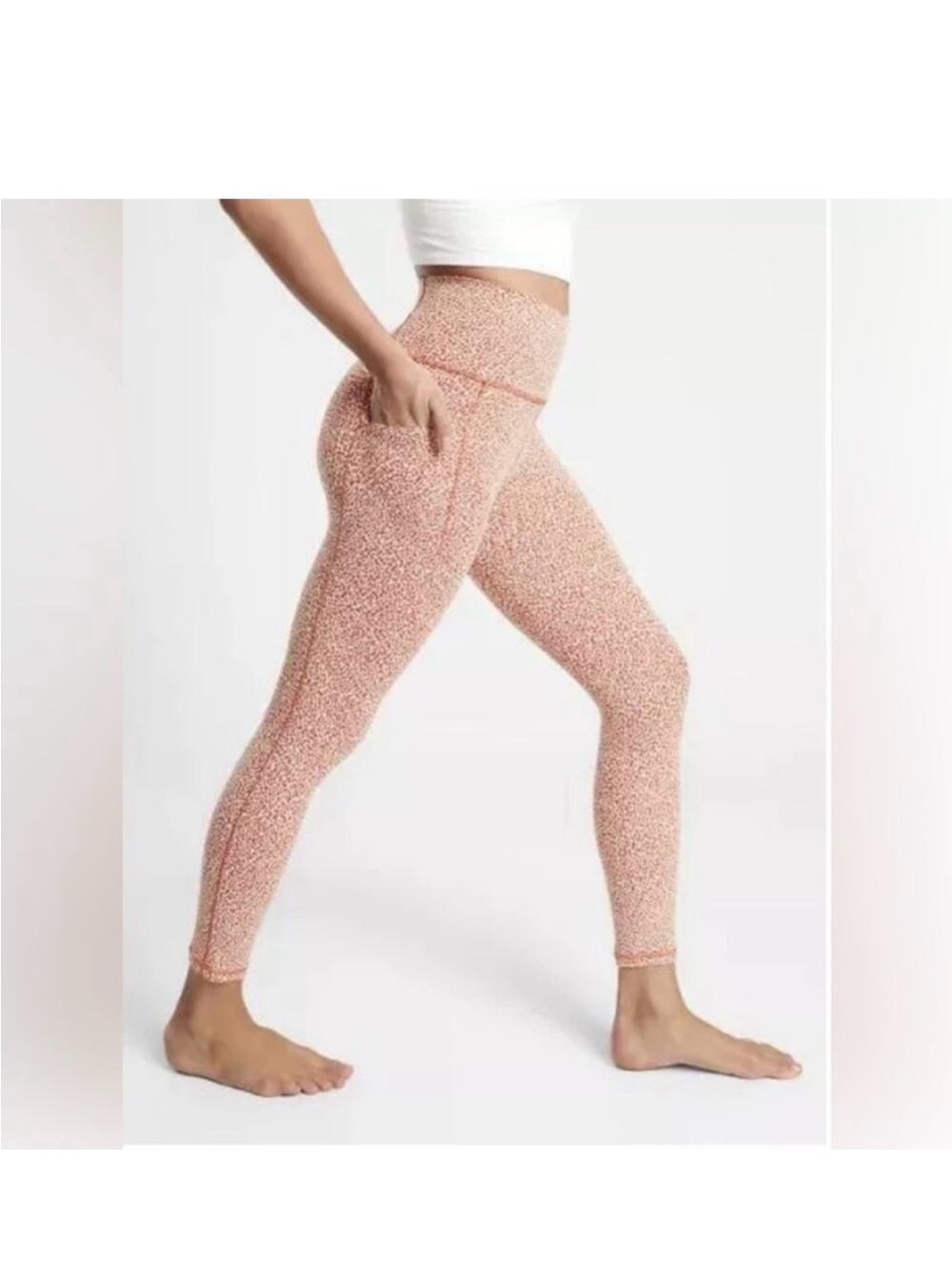 Athleta Salutation Stash Pocket II Textured 7/8 Tights leggings Sz Lg